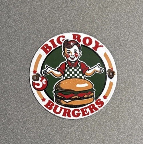 VINTAGE BIG BOY BURGERS HAMBURGER PORCELAIN SIGN CAR GAS MOTORCYCLE OIL TRUCK