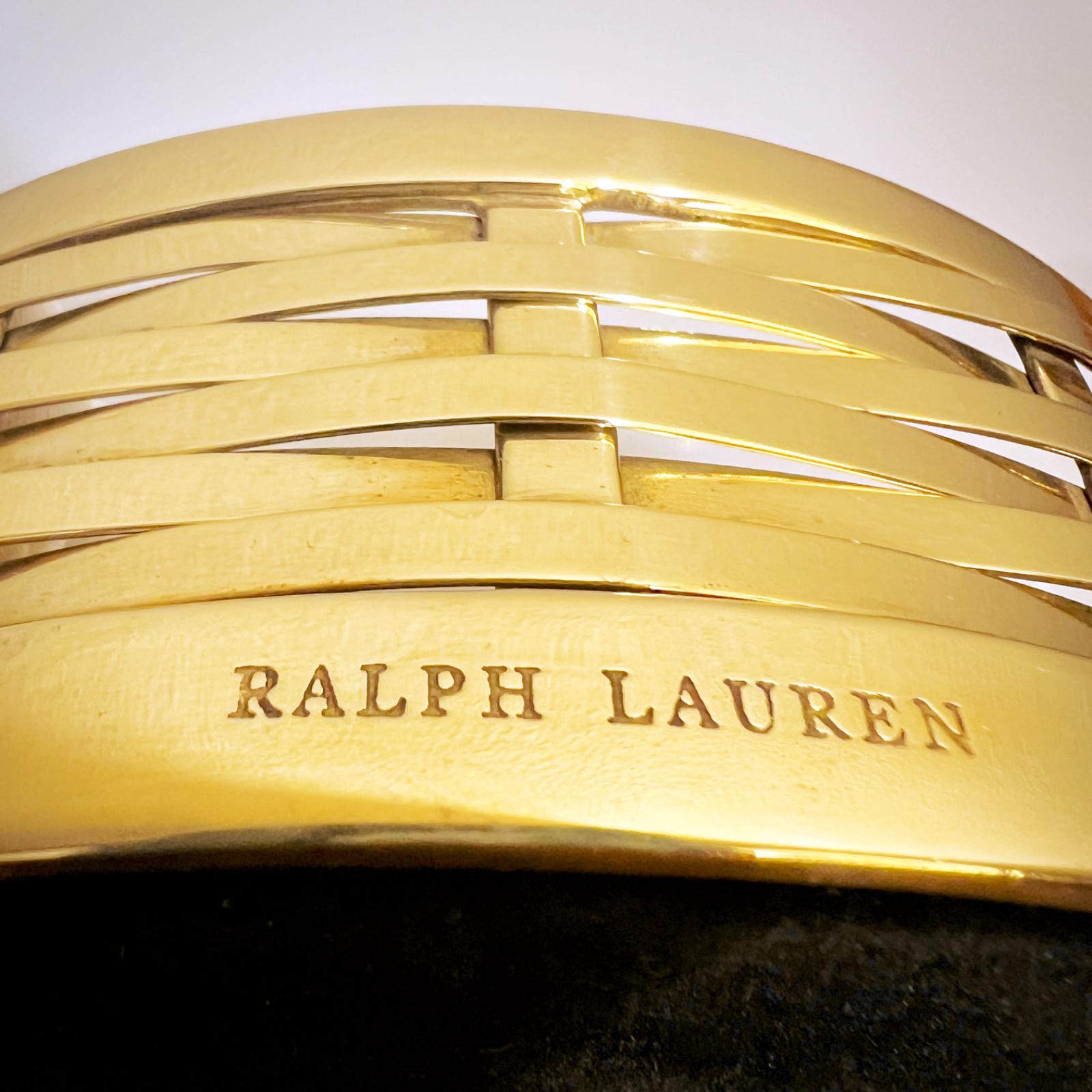 VTG Ralph Lauren Regency Brass 7” Round Metal Basket Vanity Organizer Tray