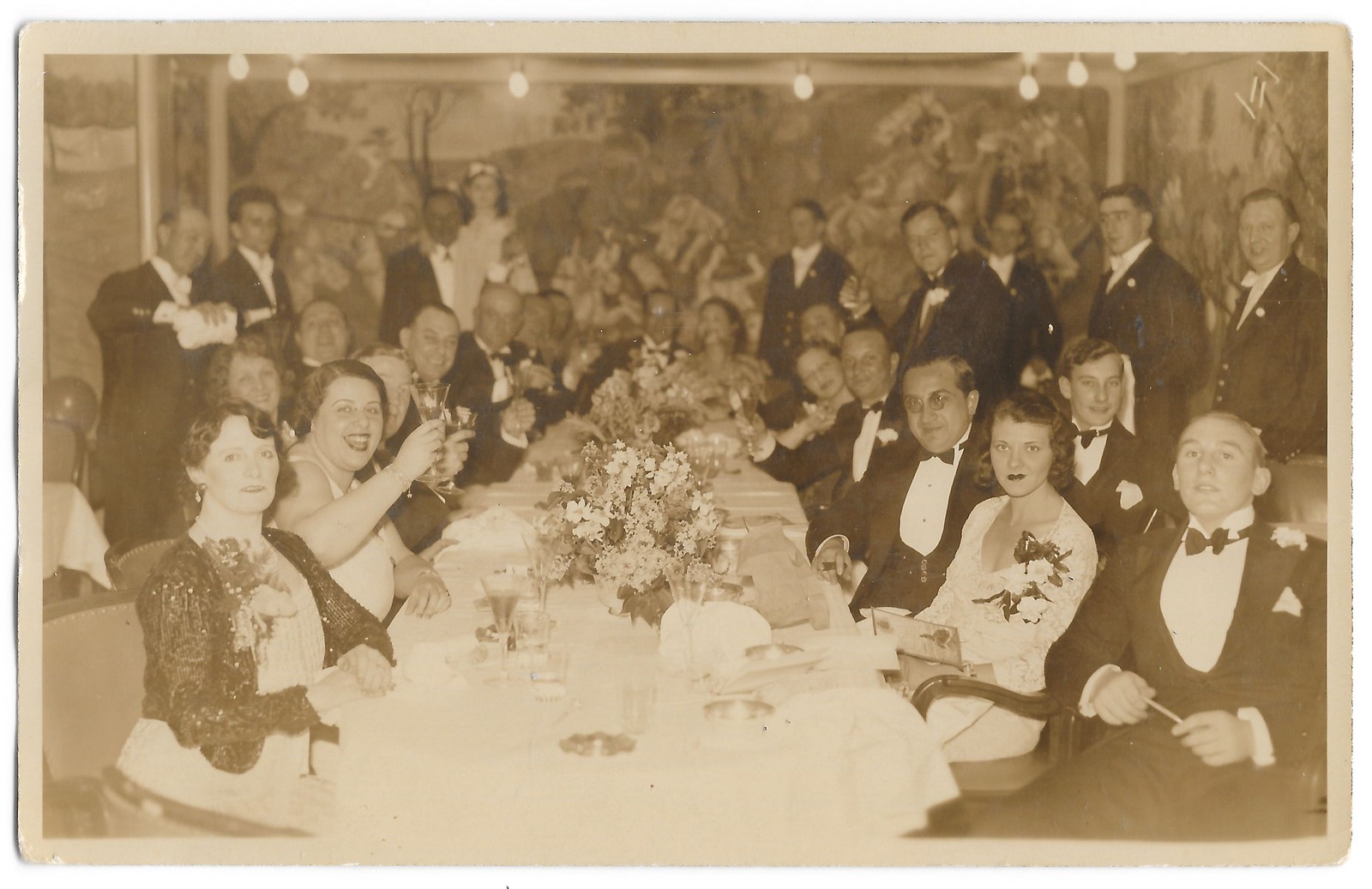 RPPC 1920s-30s Formal Banquet Dinner Party Toast Real Photo Postcard Europe