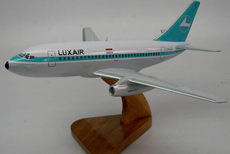 Boeing B-737 Luxair Airline B737 Airplane Wood Model Replca Small 