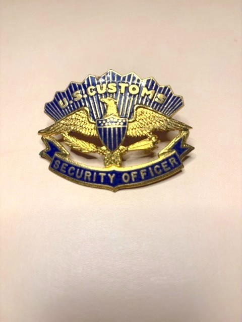 Antique Obsolete U.S. Customs Inspector Hat Badge Enameled Patriot Shield