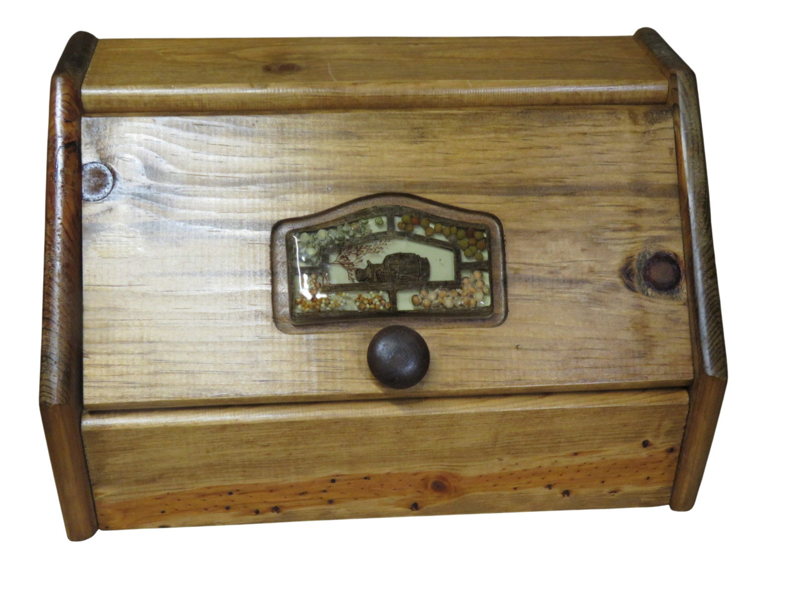 VTG Heartland Wood Bread Box Folk Art Vintage Country Kitchen Original Box 16\