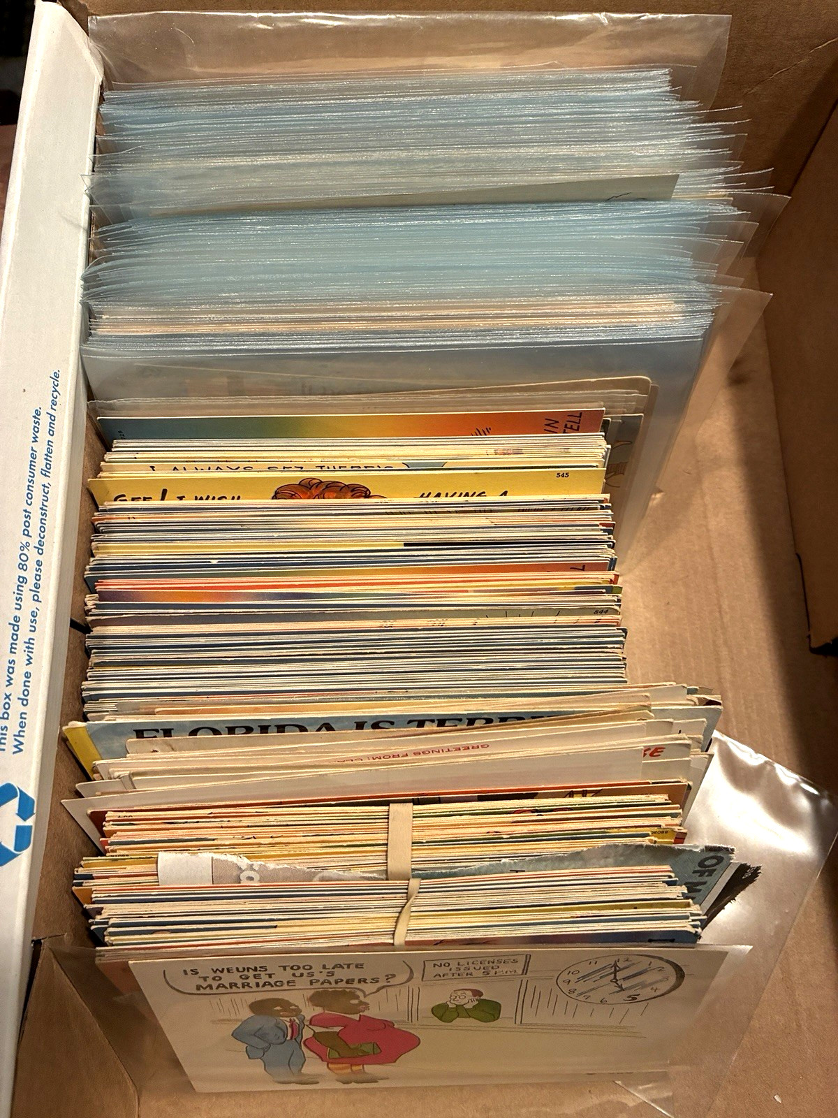 HUGE LOT OF 500+ Vintage 20th cent. POSTCARDS Humor Bawdy Satire Most Unused