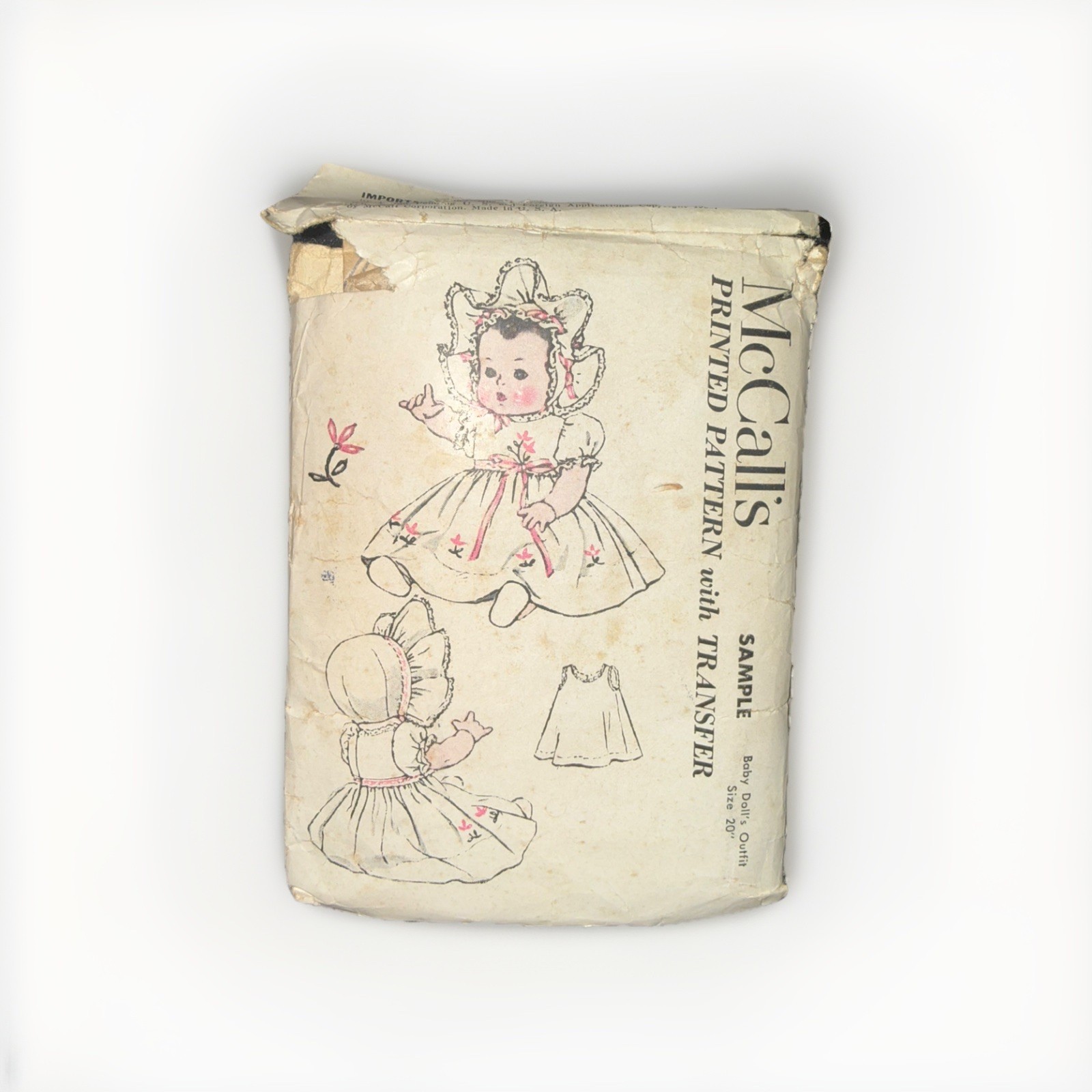 1951 VTG McCall\'s Doll Clothes Dress, Bonnet, NO TRANSFER Pattern 20\