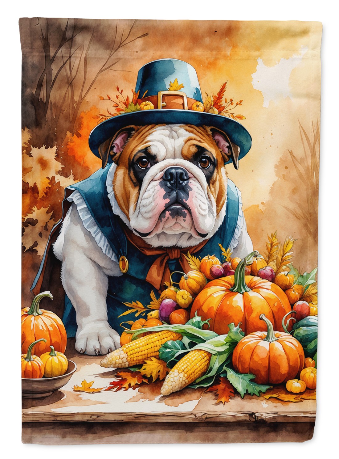 Caroline's Treasures English Bulldog Thanksgiving House Flag DAC8314CHF