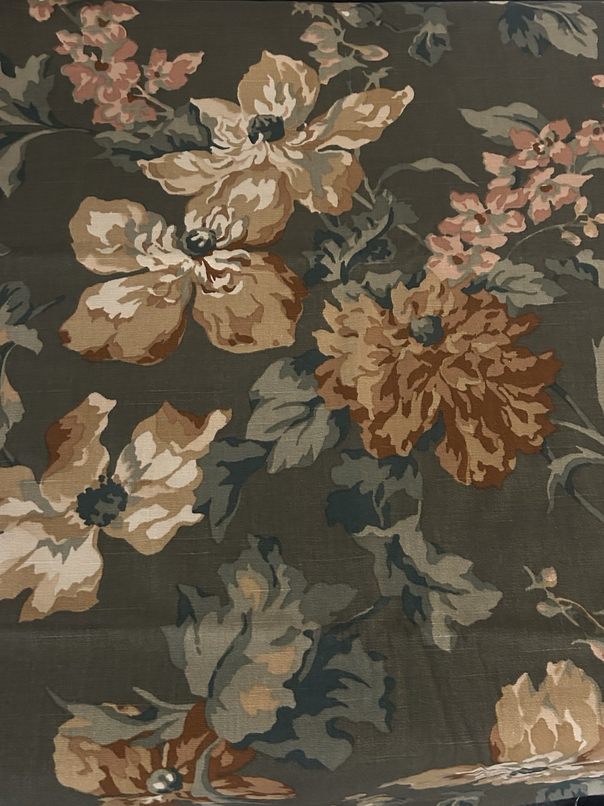 Vintage Richloom Floral Upholstery Fabric 1994 Screen Print 3.78 Yds 56