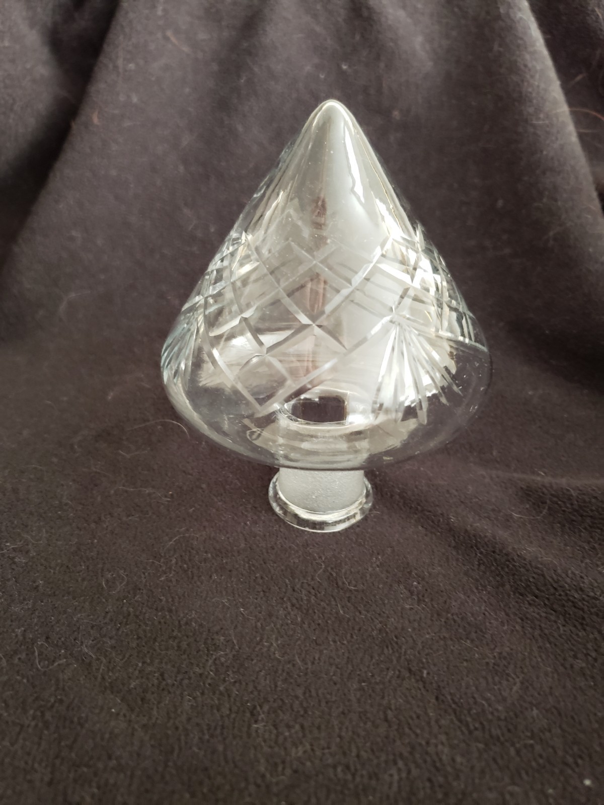 Vintage Glass Bottle Decanter Perfume Pyramid Top Pinapple Pattern STOPPER ONLY 