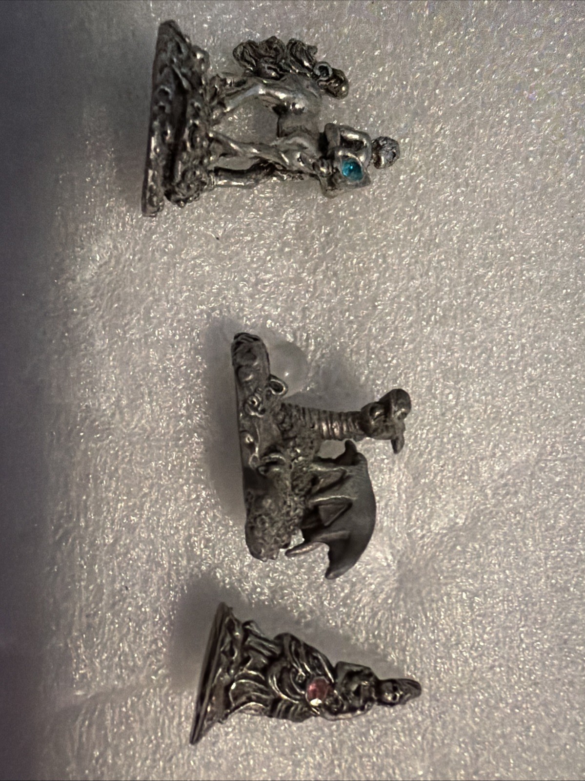 3 CCI Comstock Pewter Centaur Chiron Staff Emerald Green Rhinestone Dragon 80’s