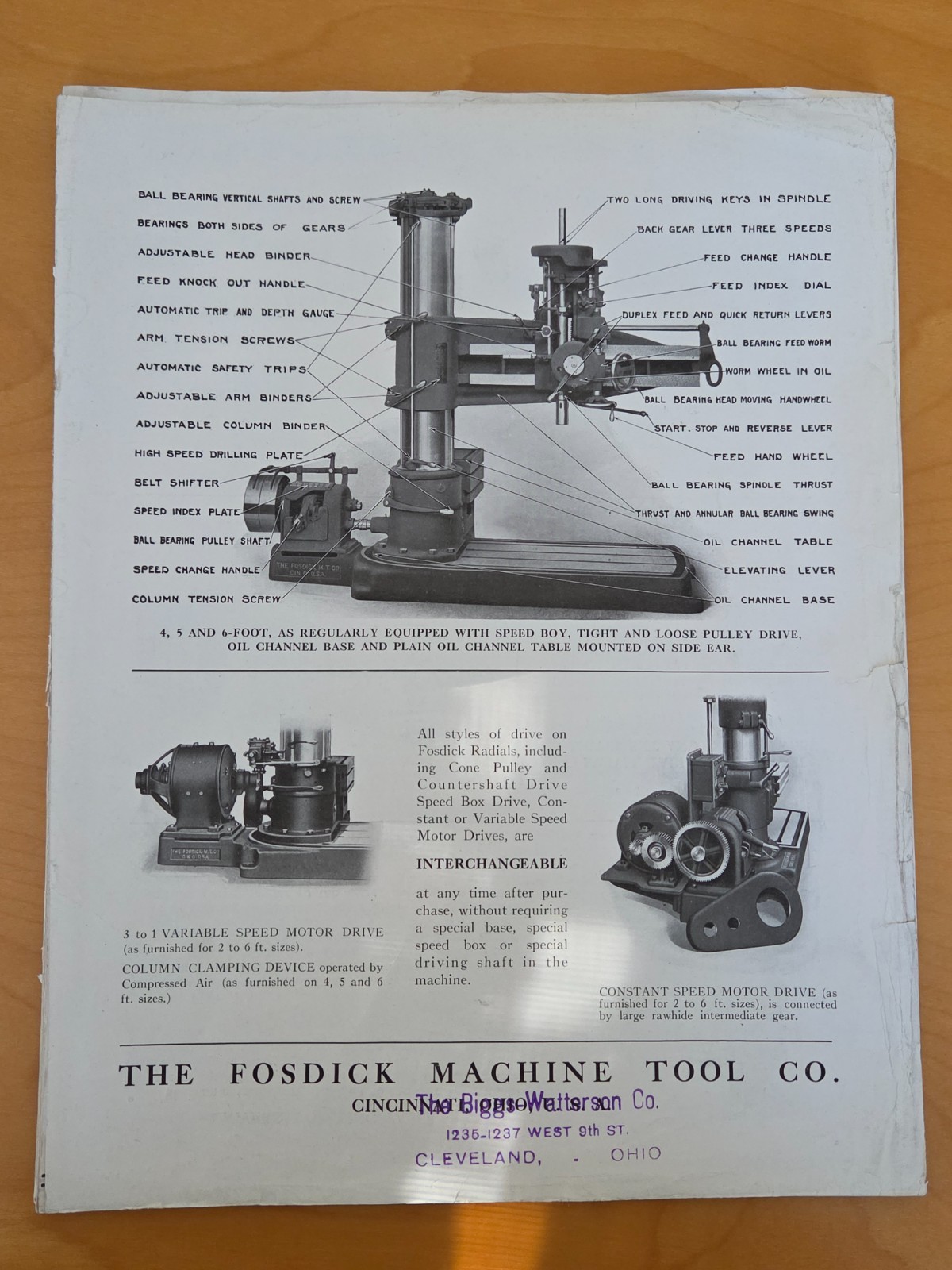 Fosdick Machine Tool Company Radial Drills Cincinnati Ohio Vintage Print Ad