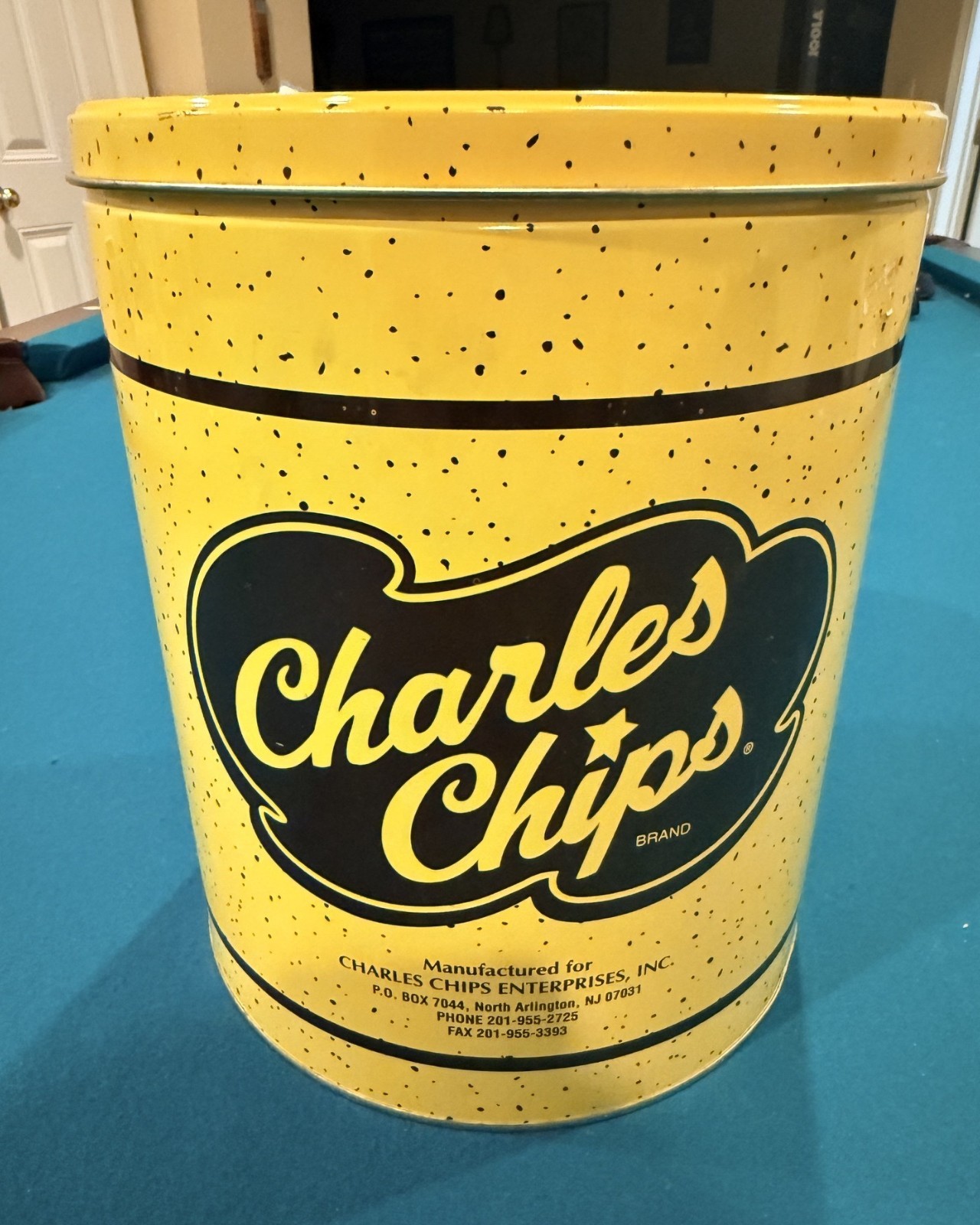 Vintage Charles Chips Potato Chip 16 oz. Large Tin Can Advertising