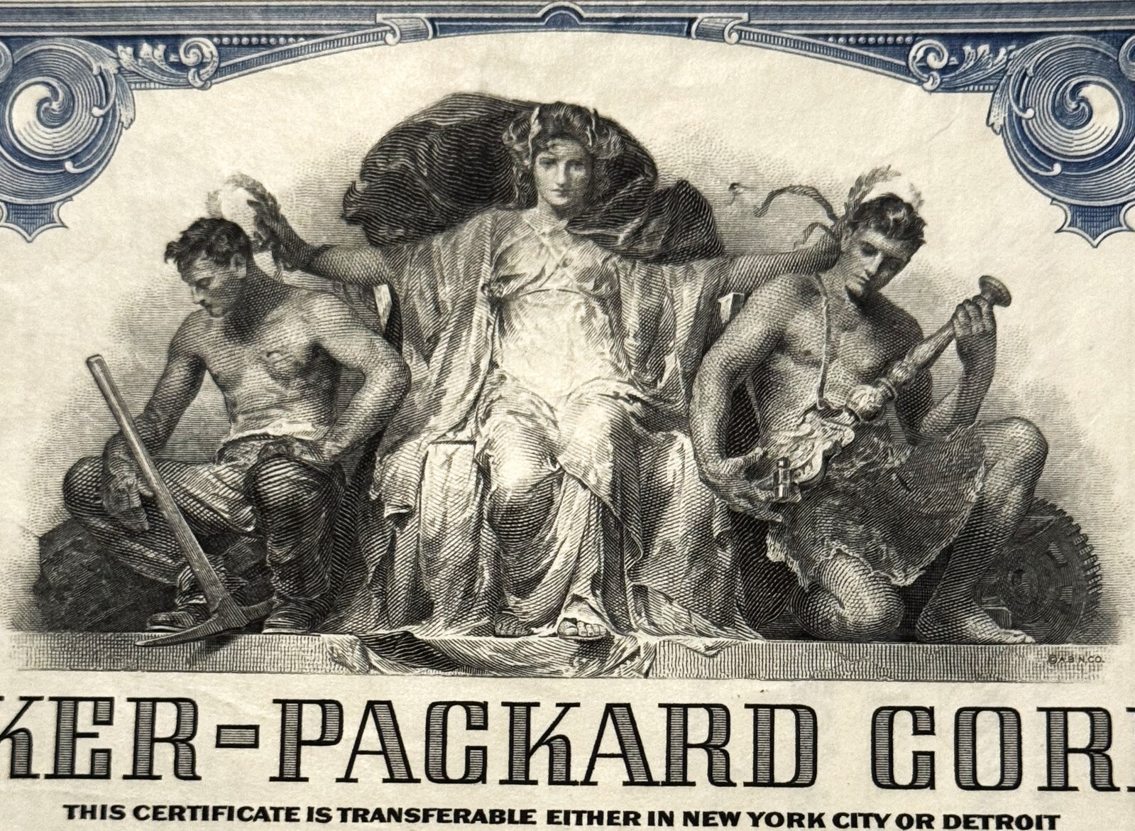 Vintage Studebaker-Packard Stock Certificate 🚗 1950s 100 Shares Detroit Blue