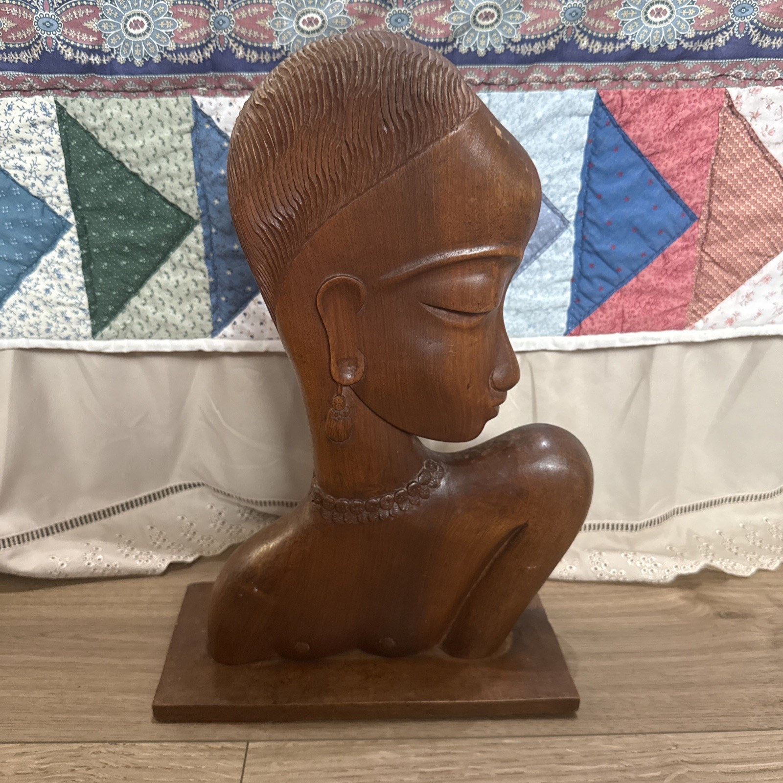 Vintage Mid Century Wood Carved Bust of African Women-? Karl & Franz Hagenauer ?