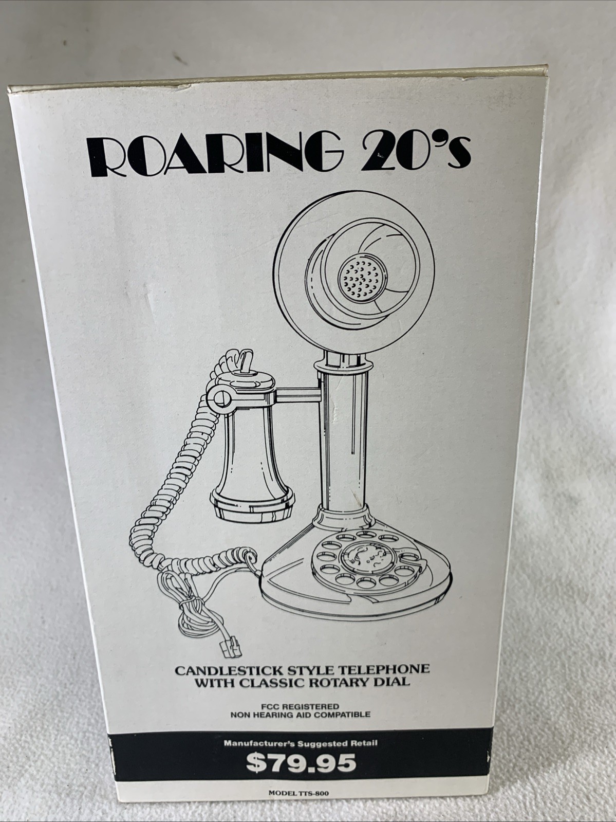 Vintage 1970s Roaring 20’s Candlestick Black Rotary Dial Telephone NIB