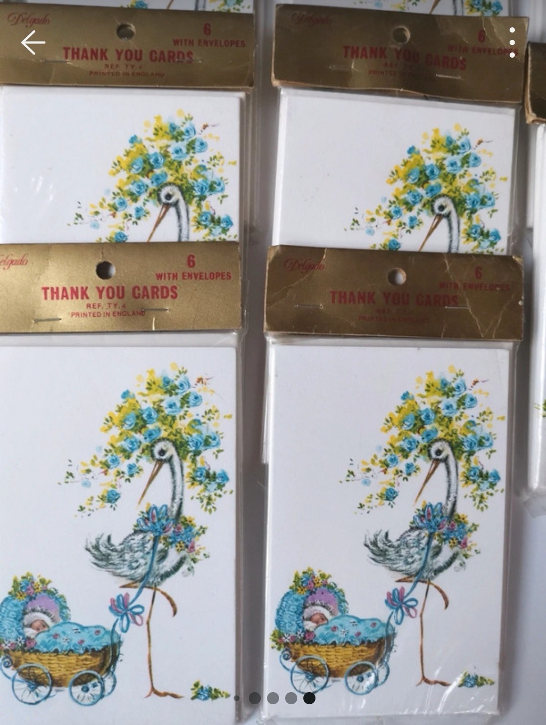 NOS 17 Unopened Vintage Delgado Baby Thank You Cards Pack - Stork & Pram NOS 17 Unopened Vintage Delgado Baby Thank You Cards Pack - Stork & Pram