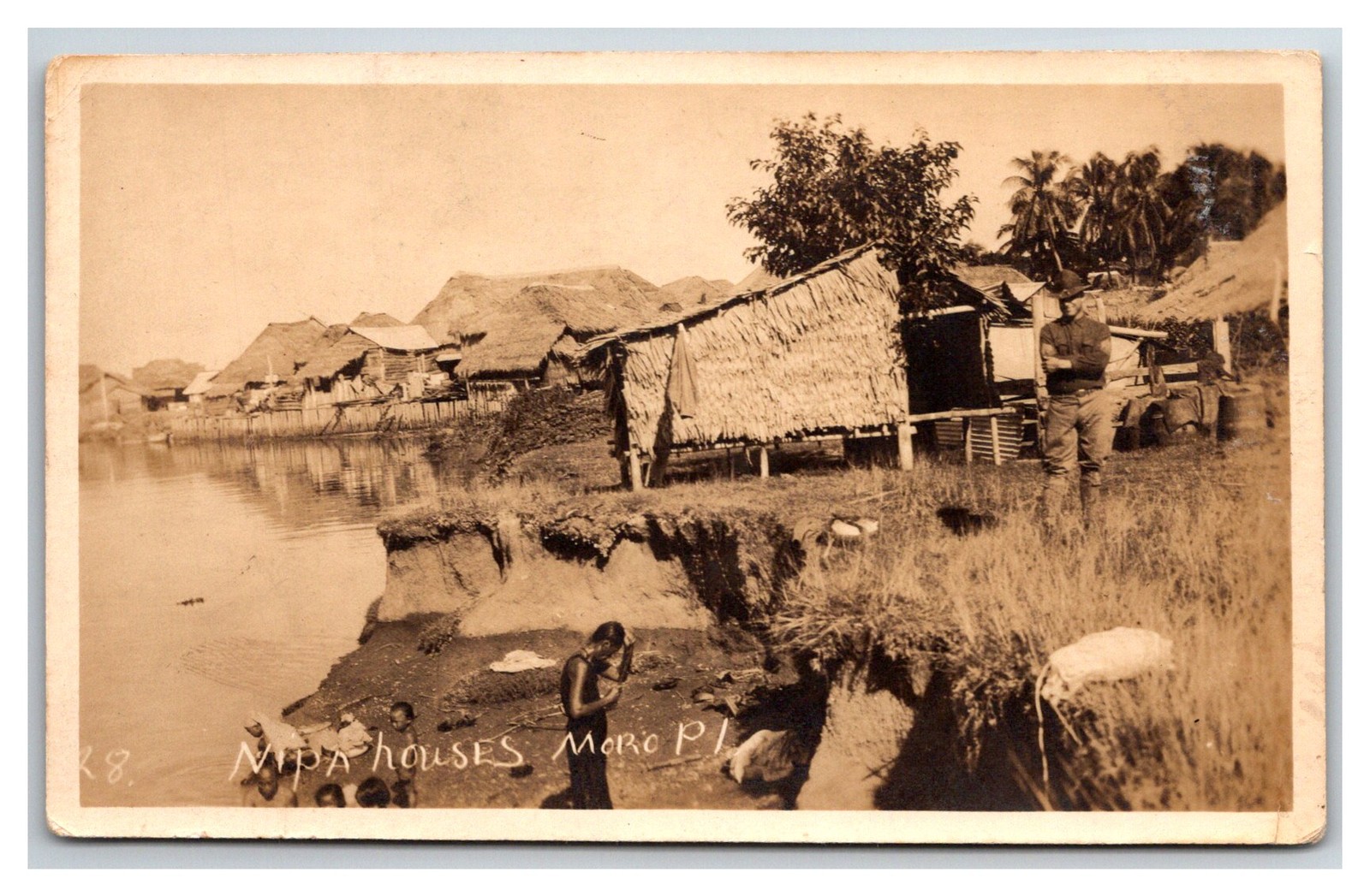Philippine�American War RPPC NIPA Moro Town, Zamboanga, Philippine Islands