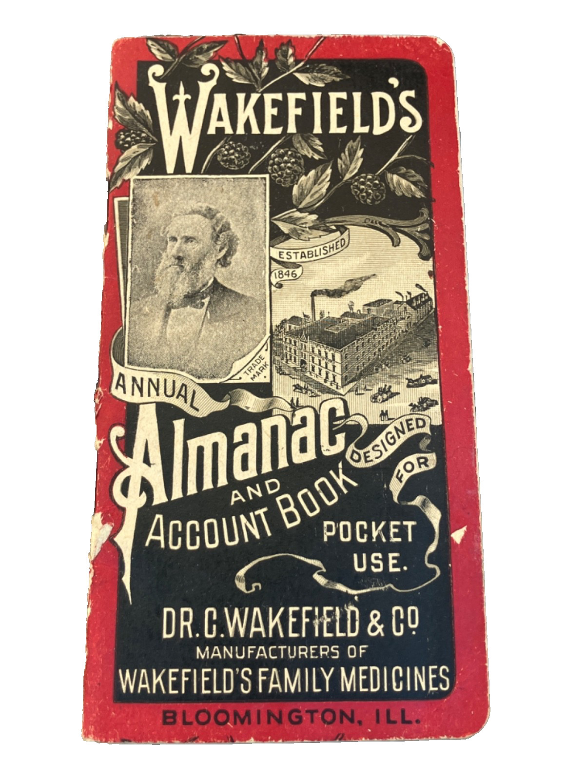 WAKEFIELD\'S FAMILY MEDICINE WESTERN FARMERS ALMANAC ACCOUNT BOOK 1897