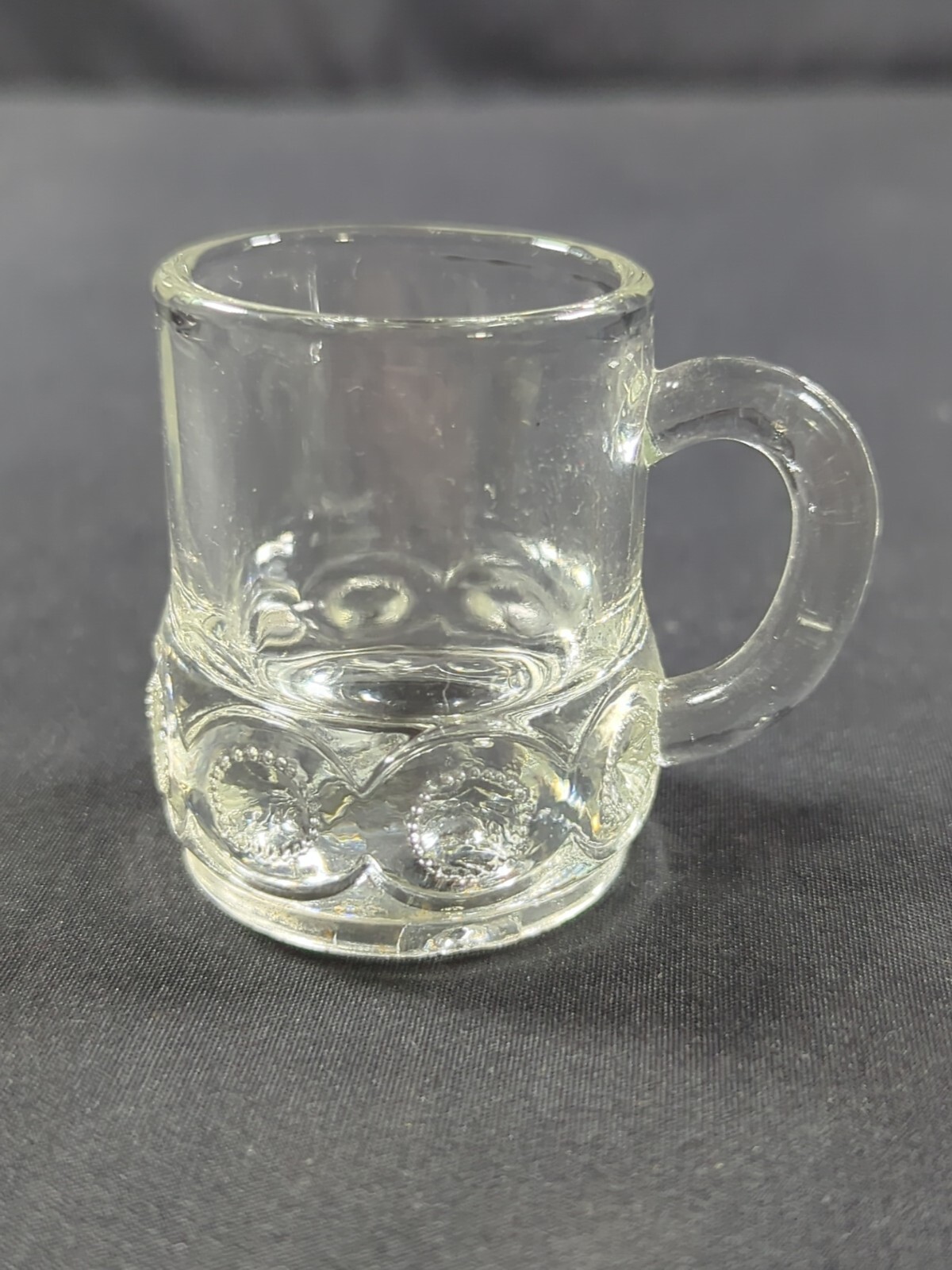 Clear Shot Glass Toothpick Holder Mini Mug handle Bar Barware Button Dot Design 