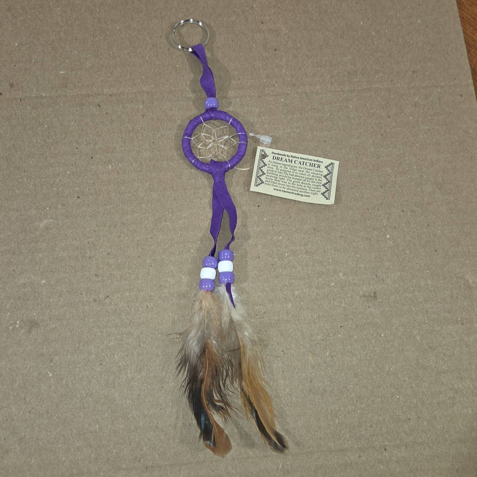 Authentic Navajo Dream Catcher Key Chain Handcrafted Purple 1.5