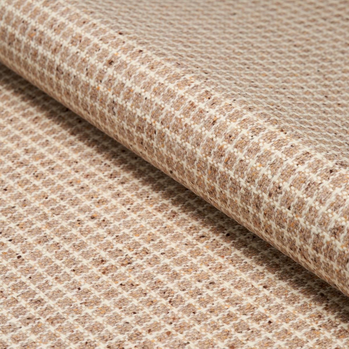 Schumacher Wool Tweed Check Uphol Fabric - Hudson Wool Check Camel 3.10 yd 82351