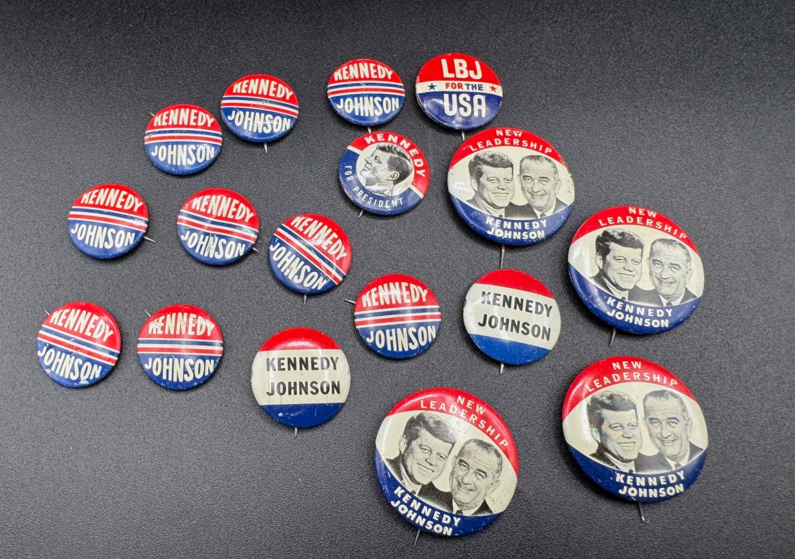 Lot 17 Vintage 1960 Kennedy Johnson LBJ Campaign Pinback Buttons JFK Political