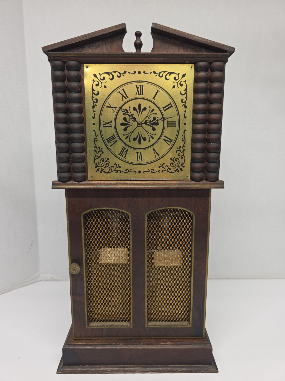 RARE Vintage 1940s Norleans JAPAN Wood Clock Tower Decanter Cabinet 