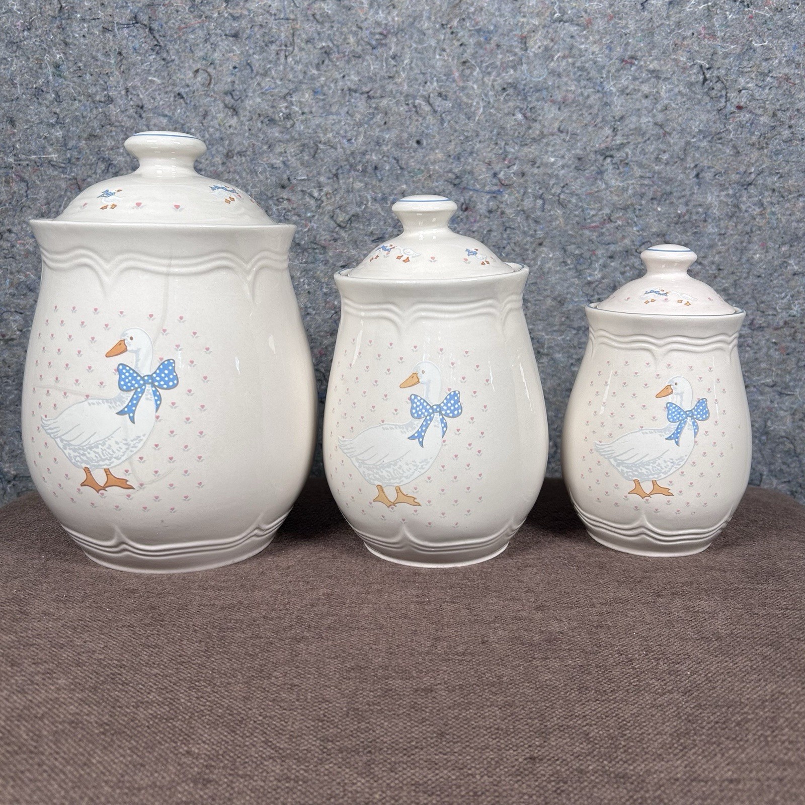 Vintage Tienshan Aunt Rhody Goose Canister Set 3 Country Cottagecore Grandmacore