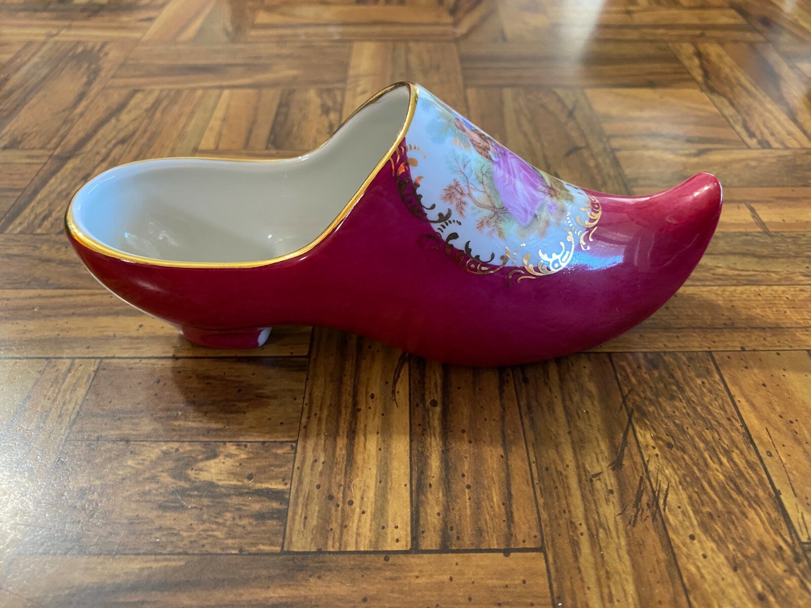 Vintage Limoges France GIRAUD Very Rare Fragonard Court Couple Large Red Shoe 