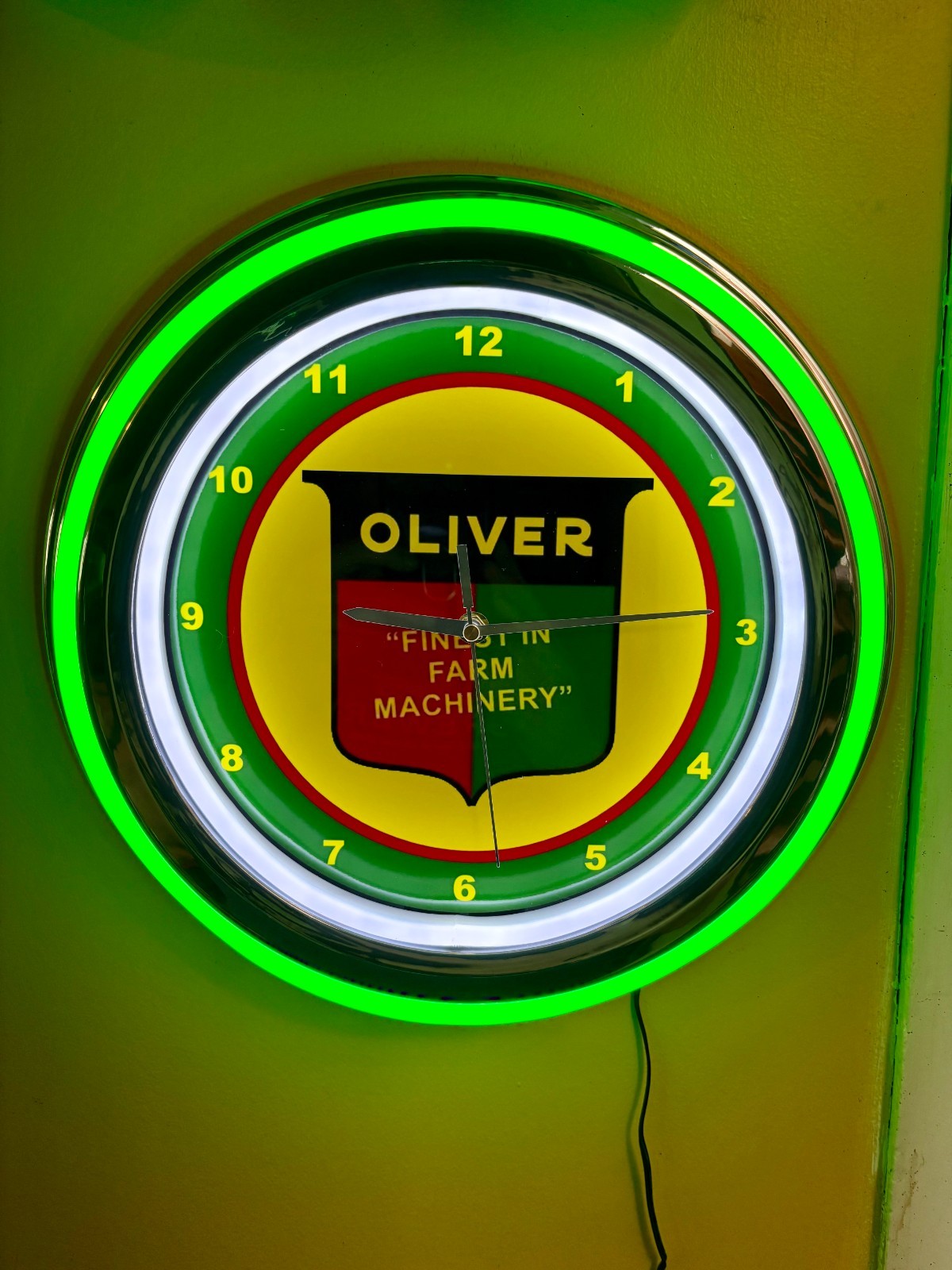 Oliver Farm Tractor Garage Man Cave Store Green Neon Style Retro LED Clock Sign