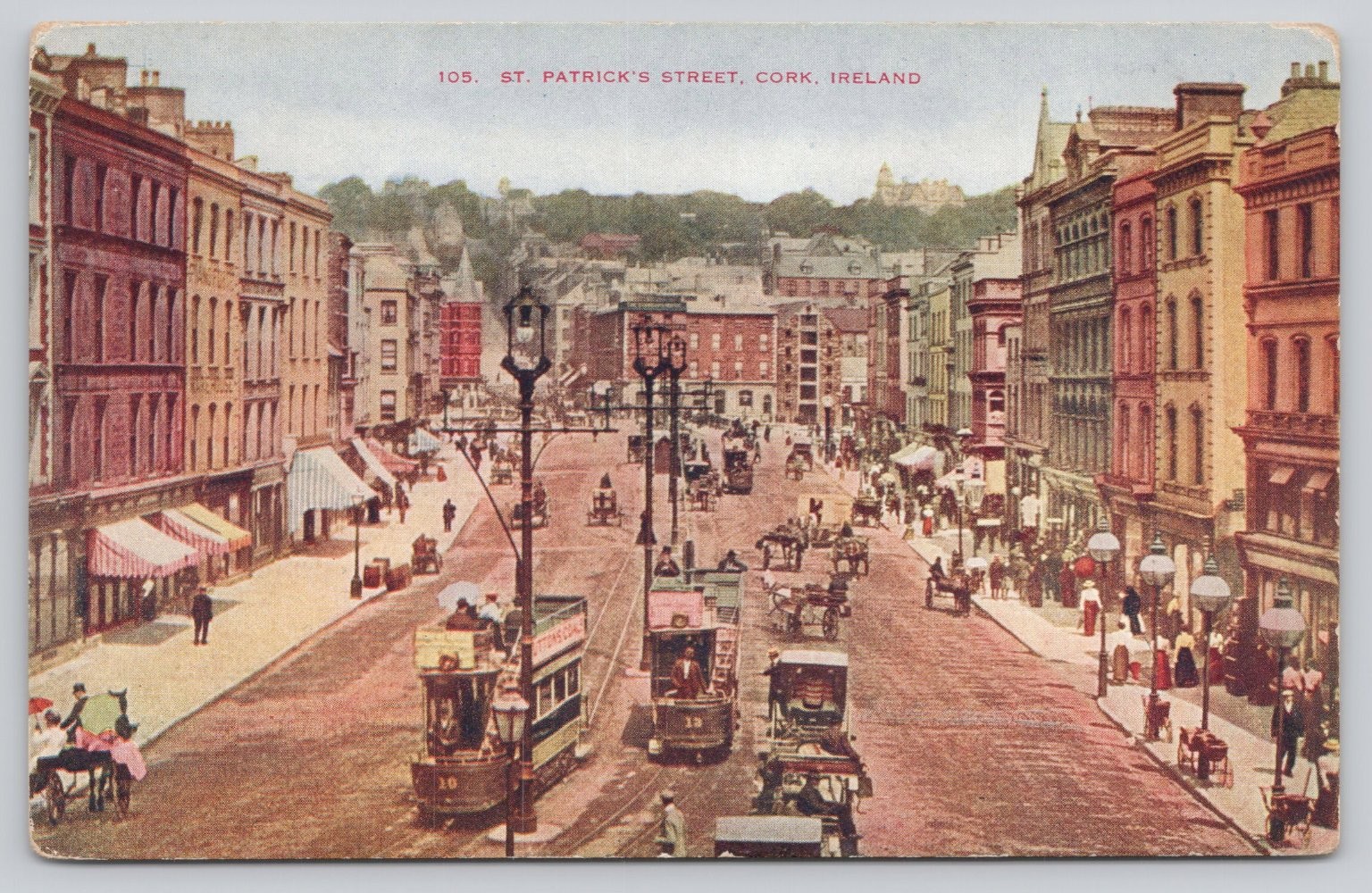 St. Patrick's Street Cork Ireland Postcard 1900s Trams Horse Carriages City View St. Patrick's Street Cork Ireland Postcard 1900s Trams Horse Carriages City View