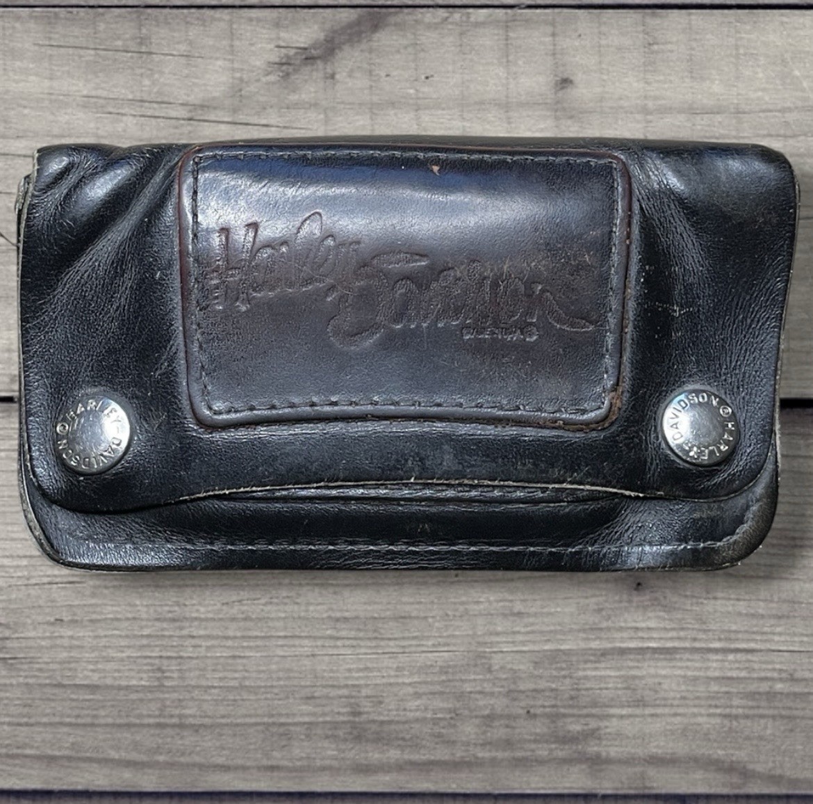 Vintage Harley Davidson Leather Pouch Wallet Made in USA Biker Motorcycle 90s