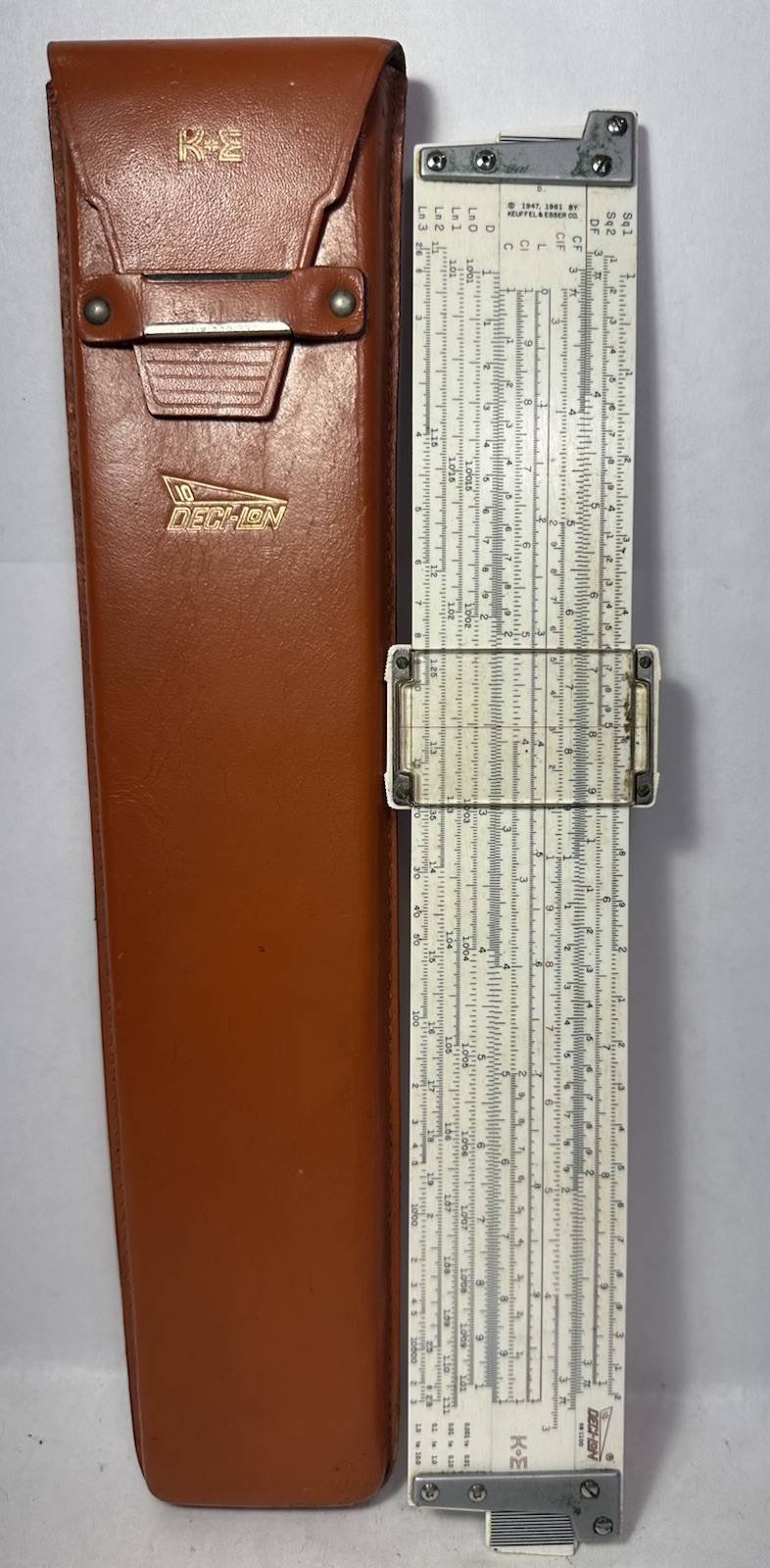 Vintage Keuffel & Esser K&E Deci-Lon 10 Slide Rule 68 1100 with Case
