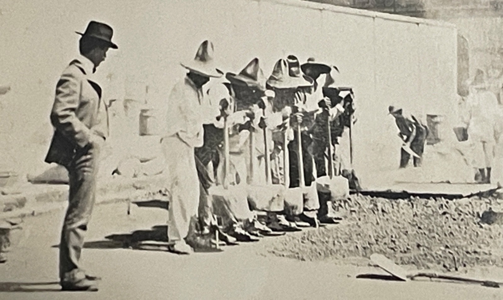 3 Occupational Original Construction Photographs c1910s Labor Crew/Mexico? 8x10