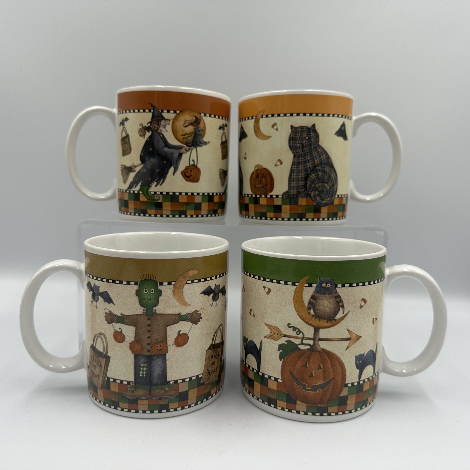 Vintage Debbie Mumm Sakura 1990s Nostalgia Halloween Mugs COMPLETE SET of 4