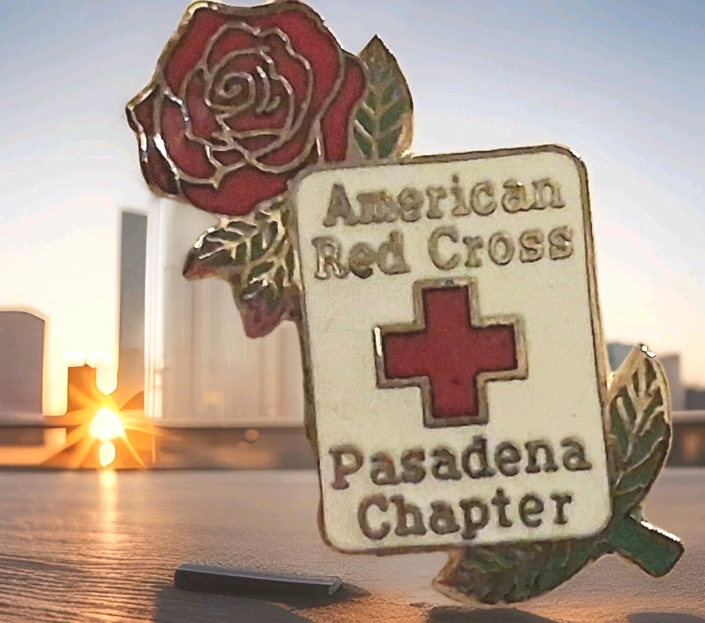 1980's Unique Pasadena California Rose Red CROSS Pin Lapel Hat Estate Enamel B6 1980's Unique Pasadena California Rose Red CROSS Pin Lapel Hat Estate Enamel B6