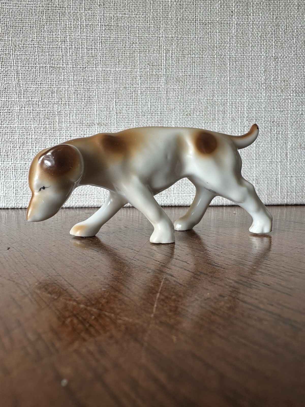 Vintage Dog Collectable Figurine, Brown Reddish And White, Small