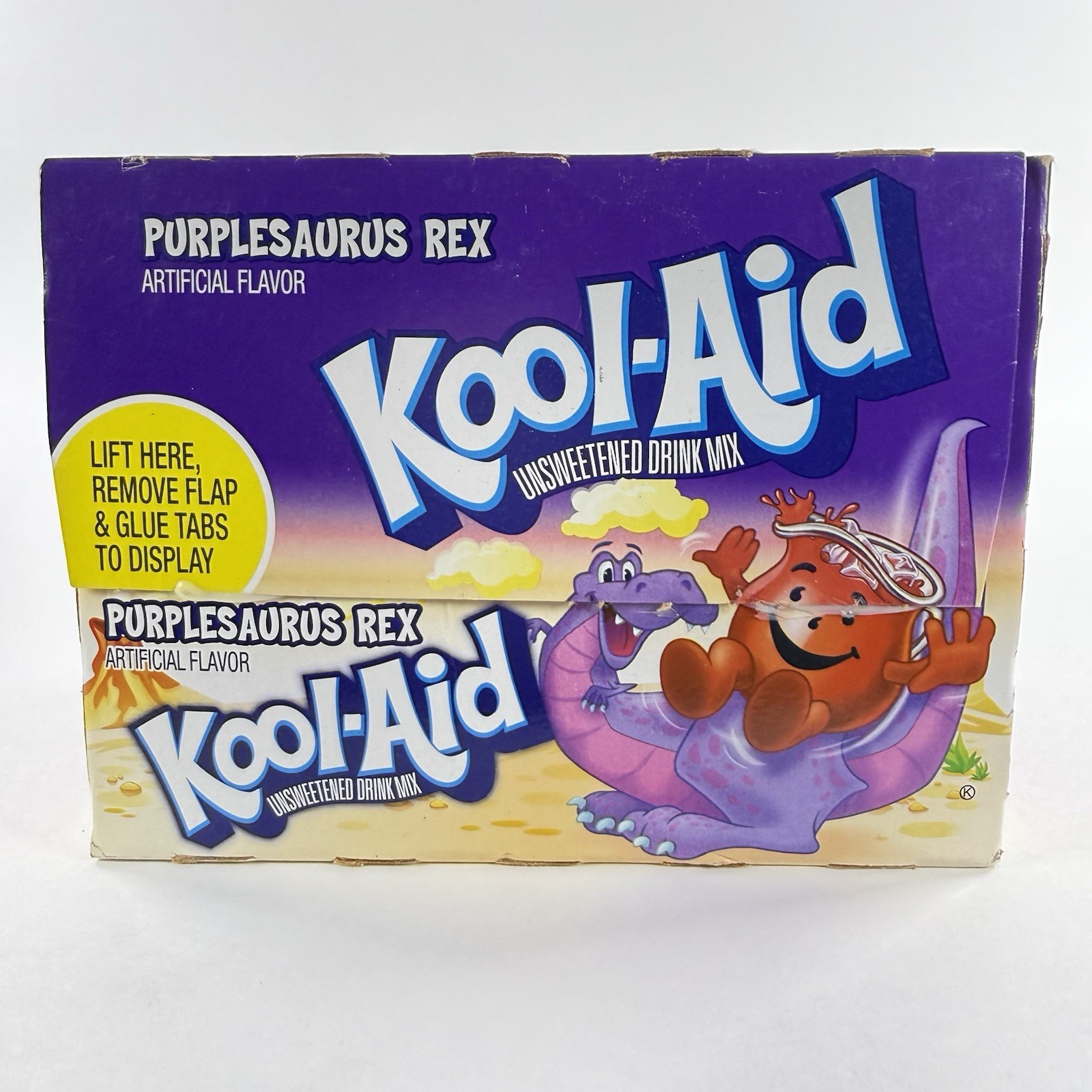 Vtg  Kool-Aid Purplesaurus Rex 48 Pack Store Display Box Kraft Collectible 1990s