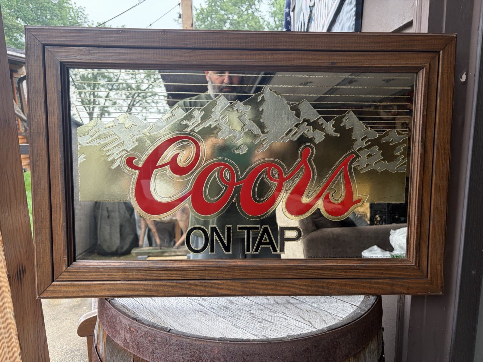 Vintage Adolph Coors Beer On Tap Rocky Mountains Wood Framed Bar Mirror Sign