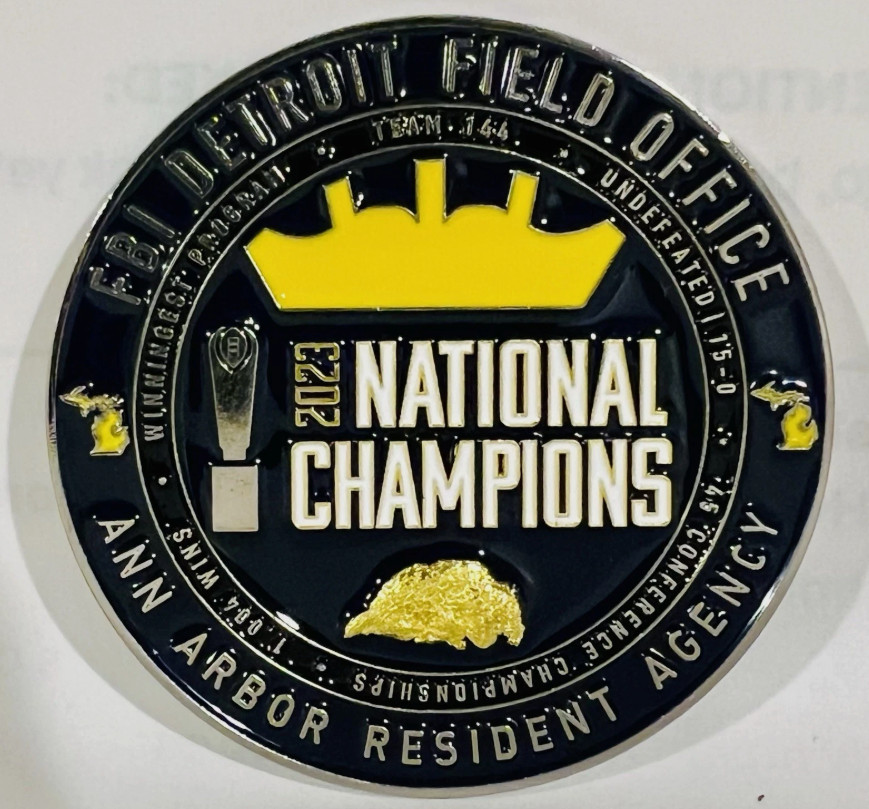 🔥 RARE FBI DETROIT FIELD OFFICE – ANN ARBOR RESIDENT AGENCY - 2023 NAT\'L CHAMPS