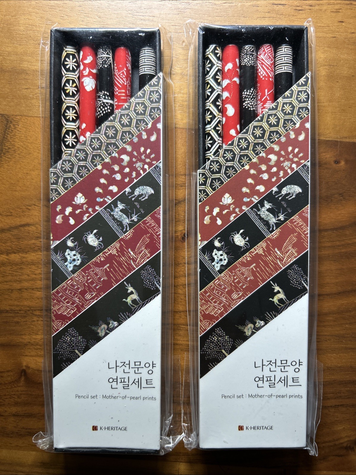 Lot of 2 Korean Mother-of-Pearl Print Pencil Sets – Traditional K-Heritage