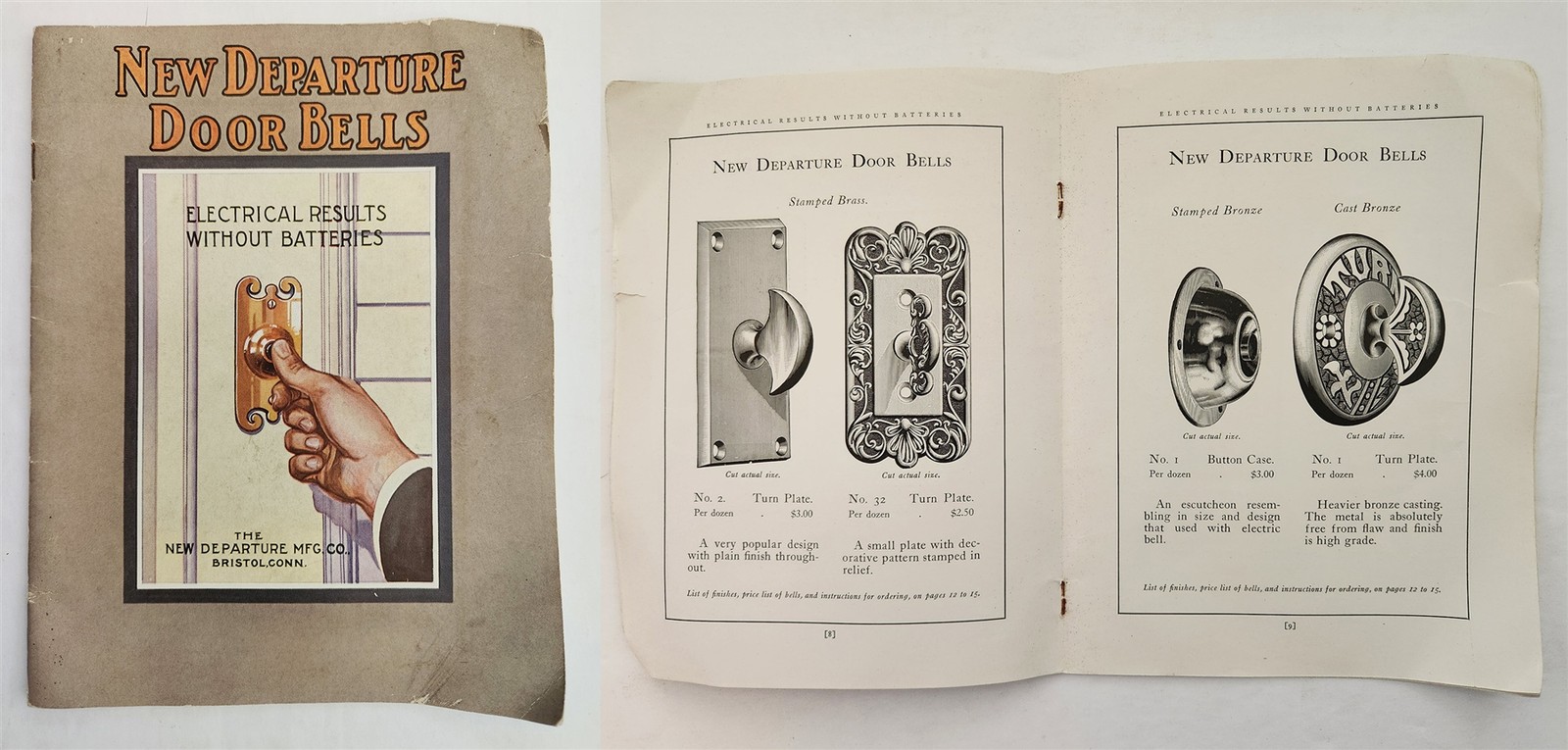 c1910s antique NEW DEPARTURE DOOR BELLS catalog bristol ct architectural