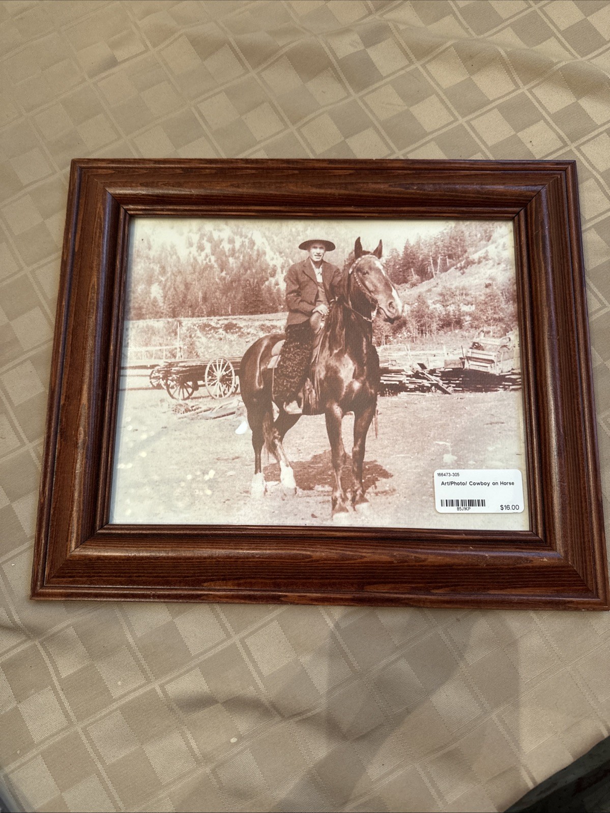 Vintage Cowboy on Horse Sepia Photo | Old West Framed Art Rustic Wall Decor Vintage Cowboy on Horse Sepia Photo | Old West Framed Art Rustic Wall Decor