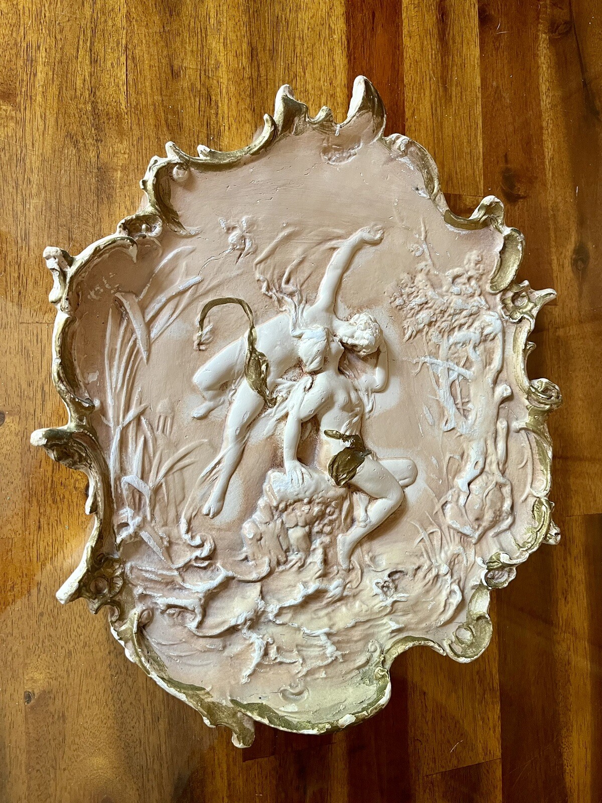 Antique 1800’s Neo Classic Plaster Bas Relief Cherubs Goddesses Plaque