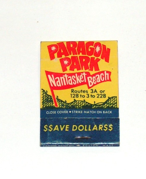 Vintage Paragon Amusement Park Matchbook Nantasket Beach Hull MA