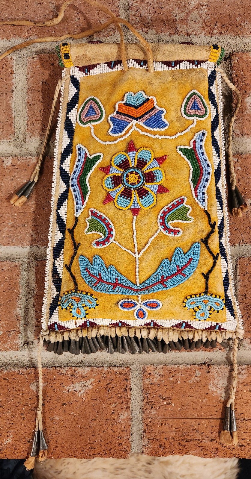 REDUCED. Early 20th Century Native American Apache Beaded Bag Deer Skin OFFERS