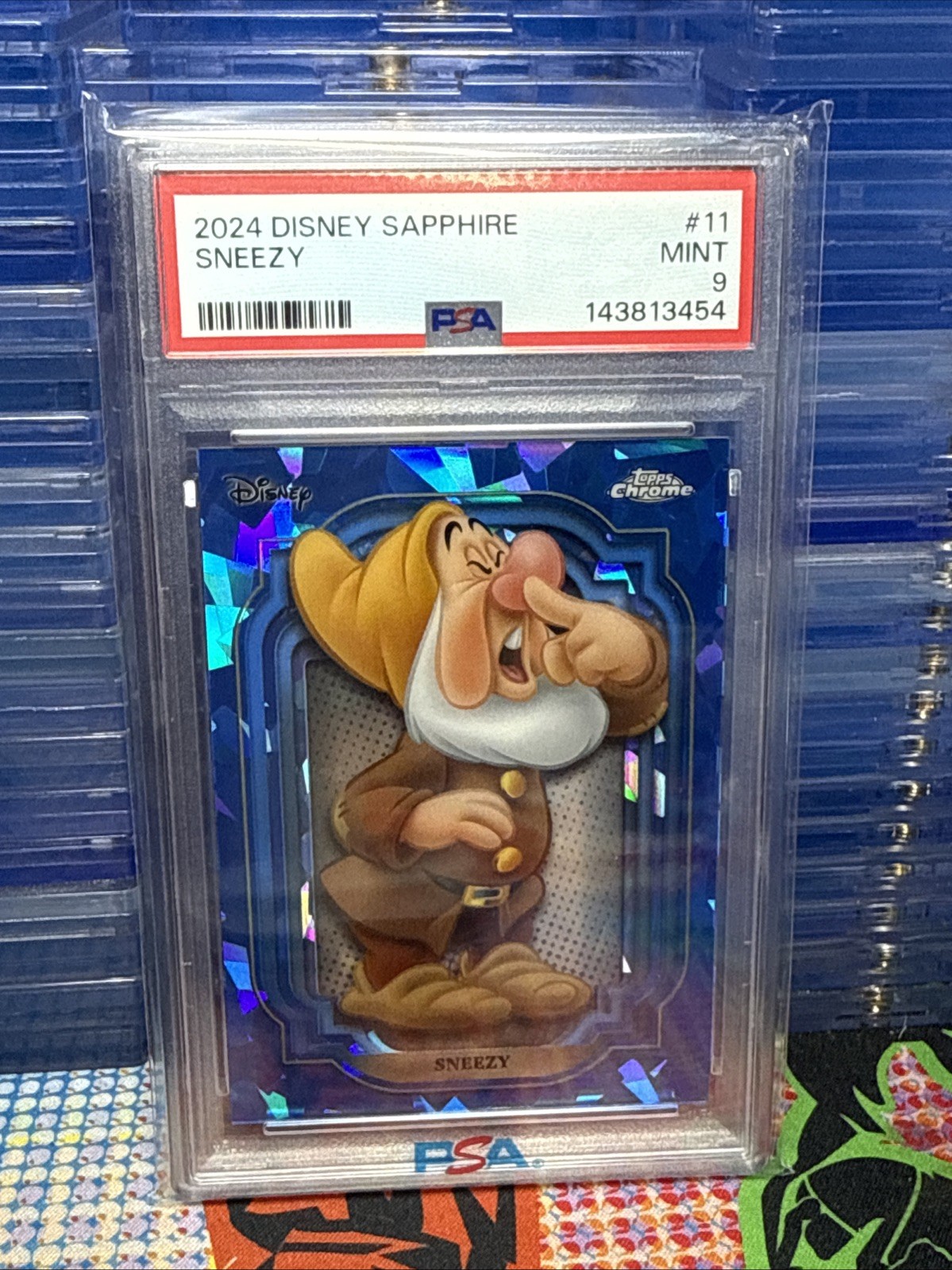 SNEEZY 2024 TOPPS CHROME SAPPHIRE EDITION DISNEY #11 PSA 9 MINT SNOW WHITE SNEEZY 2024 TOPPS CHROME SAPPHIRE EDITION DISNEY #11 PSA 9 MINT SNOW WHITE