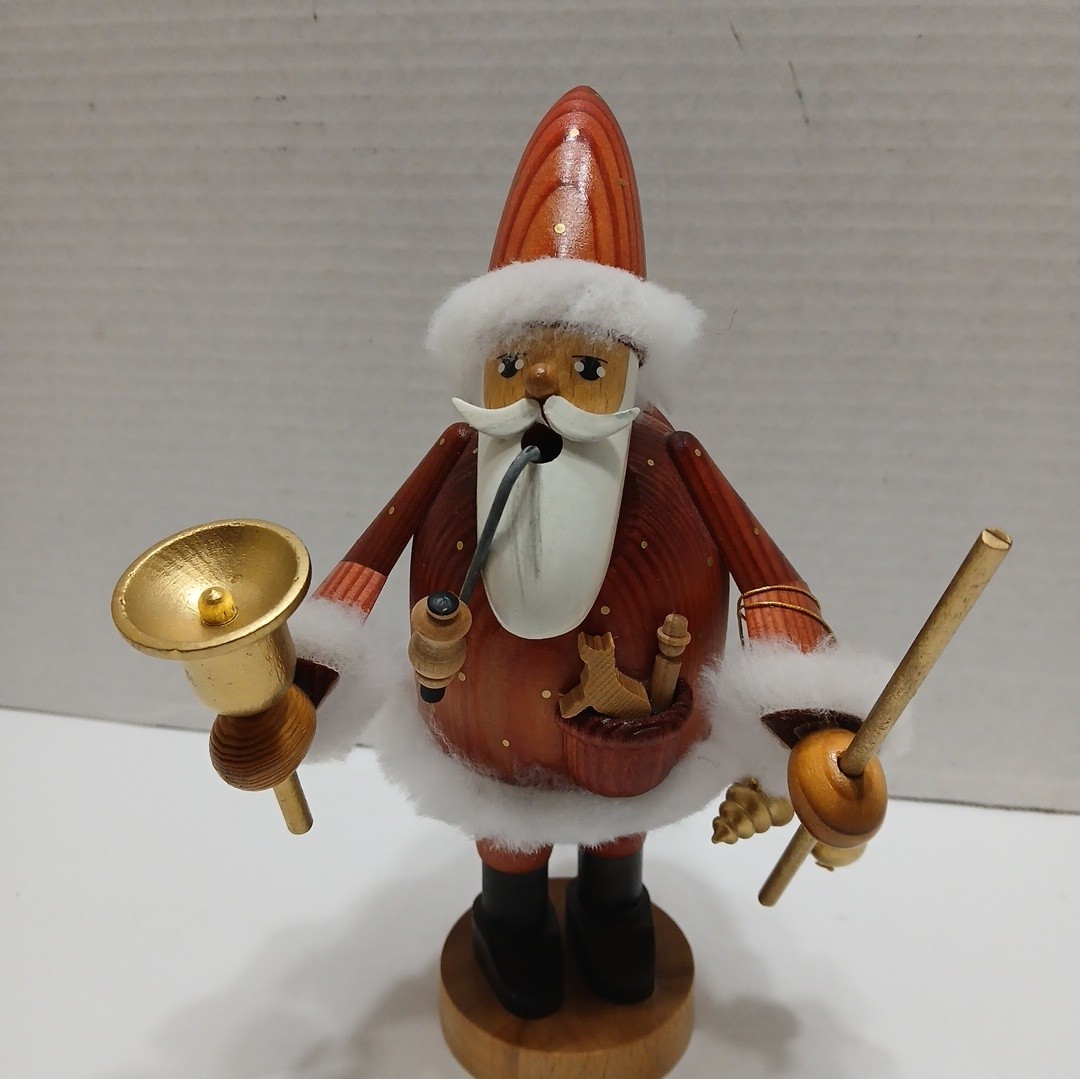 VTG KWO German Santa w/ Toys, Bell, staff Christmas Smoker, Shelf Sitter, EUC VTG KWO German Santa w/ Toys, Bell, staff Christmas Smoker, Shelf Sitter, EUC