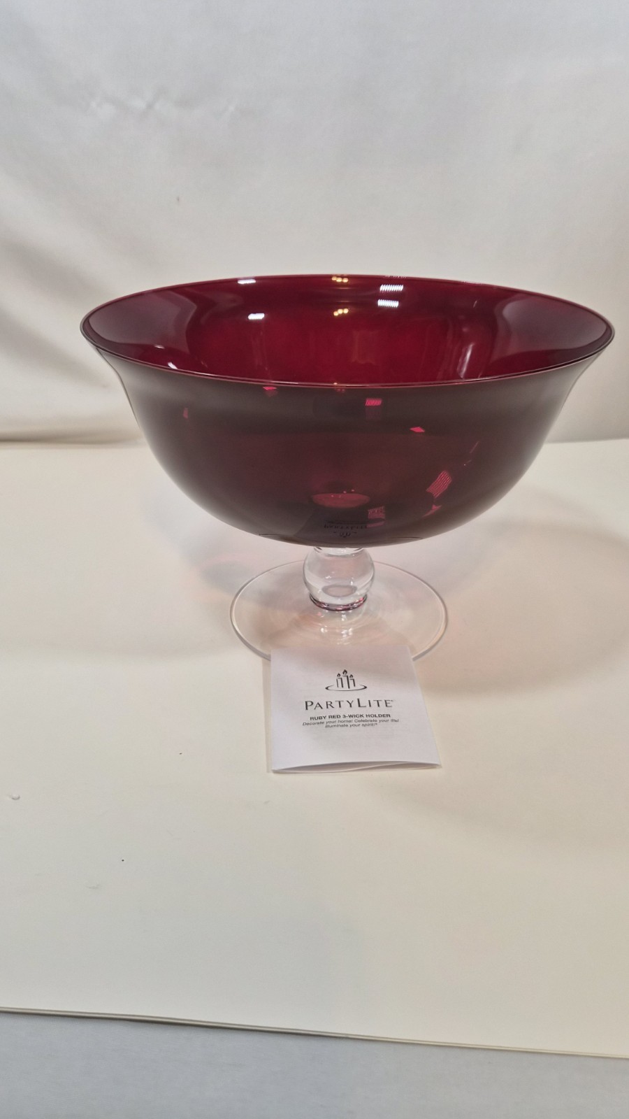 Party Lite - Ruby Red 3 Wick Candle Holder (P9897) - Open Box - Great Condition 
