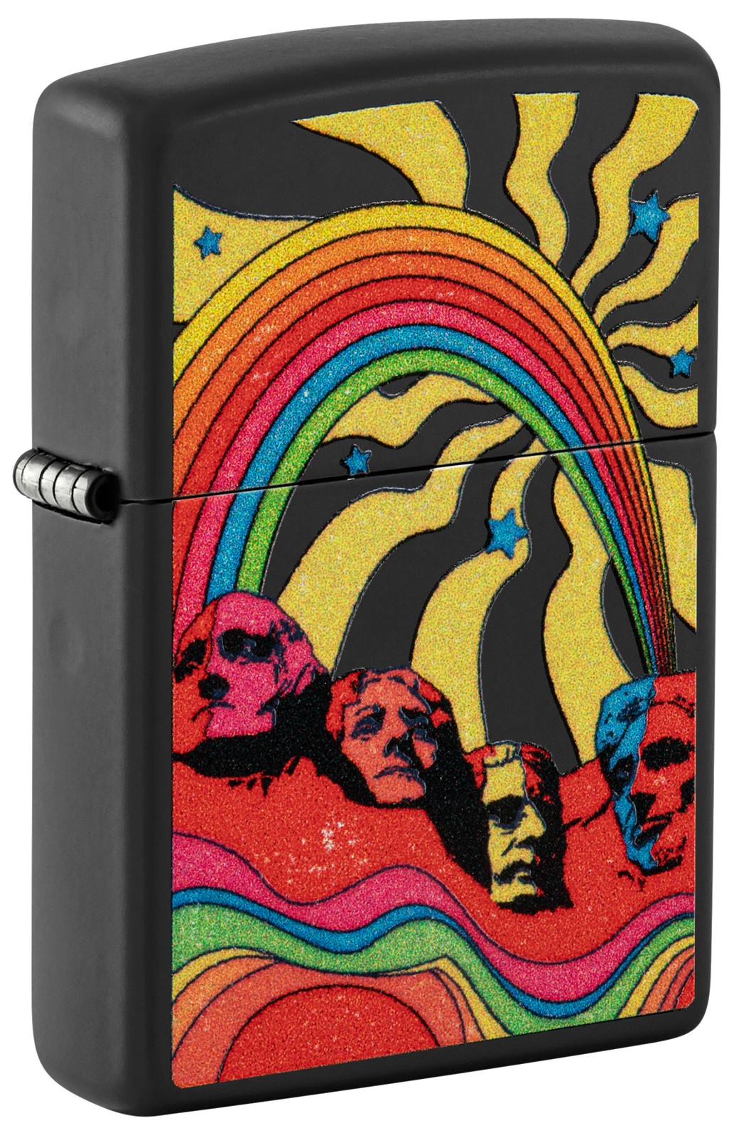 Zippo Hippie Mt Rushmore Design Black Matte Windproof Pocket Lighter, 218-102271