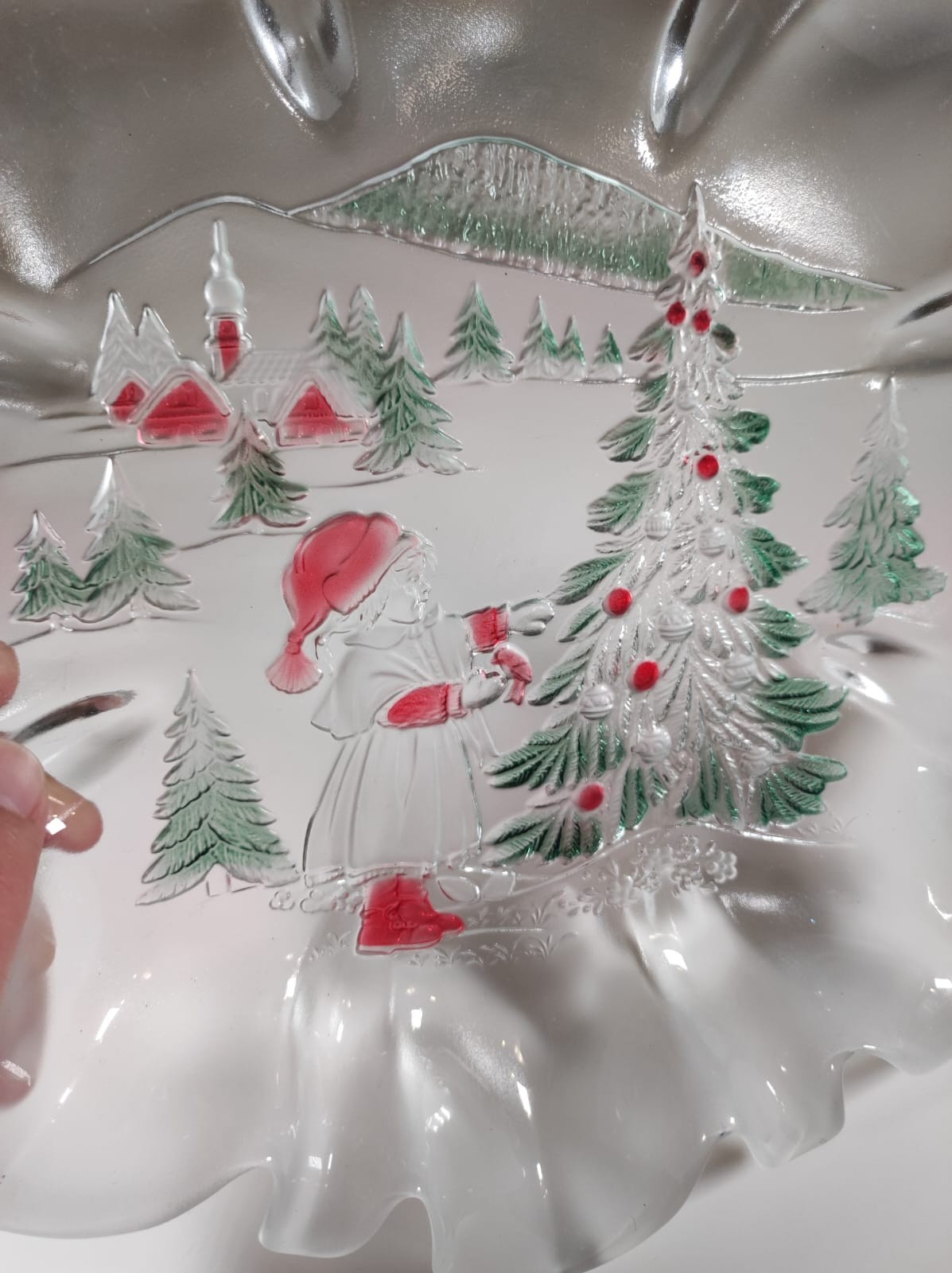 Mikasa “Holiday Landscape” Christmas Crystal Serving Platter No Box