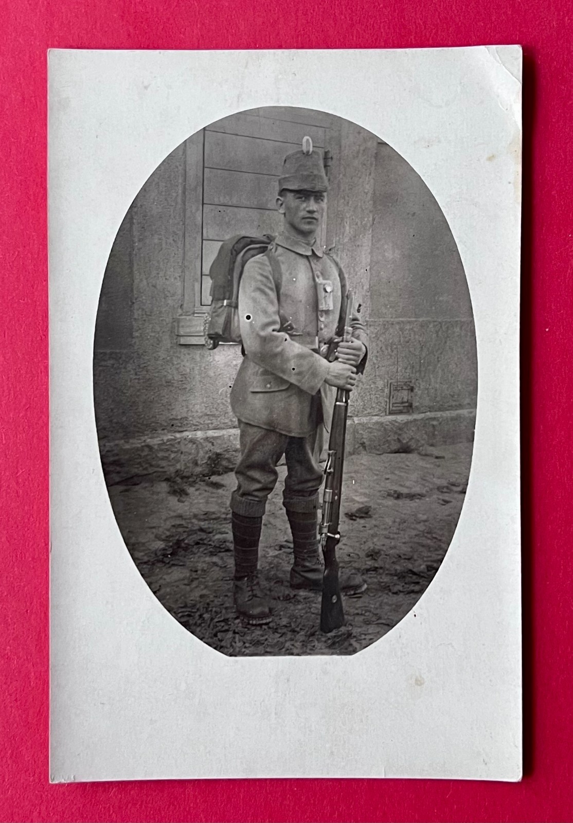 military photo postcard 1st WWII Field Grey Soldier Hunter Gunner (175015